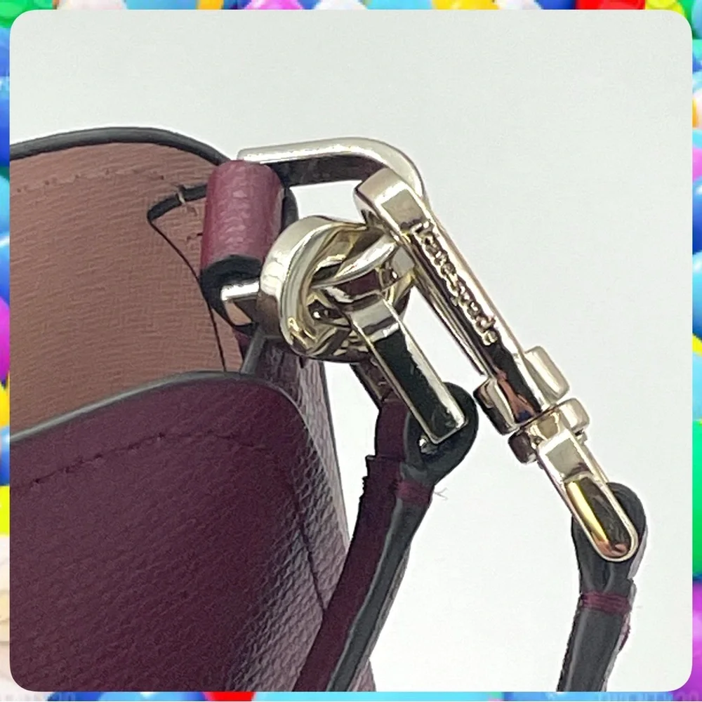KATE SPADE Darcy Satchel Bucket Crossbody Bag Blackberry Burgundy Leather Purse